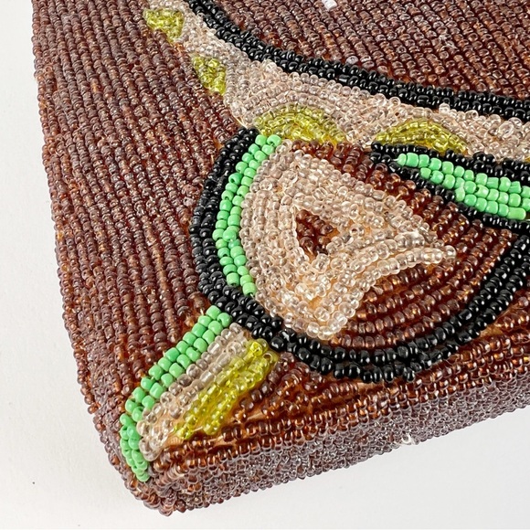 VTG 1990’s Coca Cola Soda Beaded Handbag Purse Beaded Handles Zip Closure - Picture 8 of 13